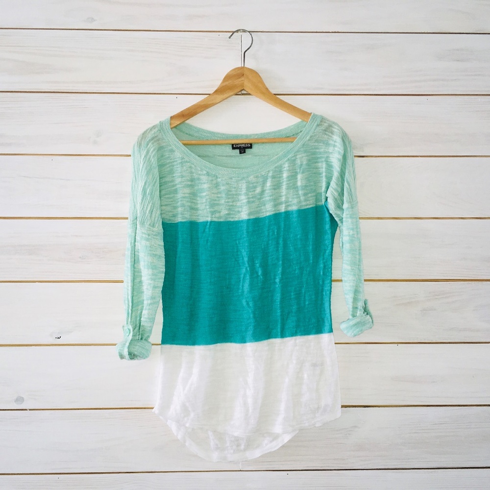 Express XS color block lightweight sweater - Picture 1 of 8